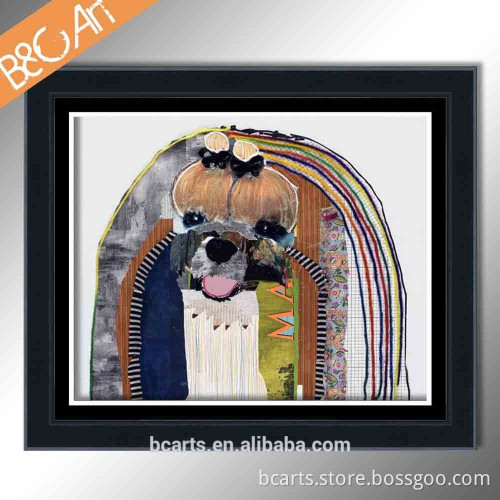 100% cotton canvas creative funny Maltese dog home wall decor painting